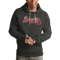 Men's Atlanta Braves Antigua Victory Pullover Team Logo baseball Hoodie - Charcoal Men's Atlanta Braves Antigua Victory Pullover Team Logo baseball Hoodie - Charcoal