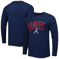 Men's Atlanta Braves Concepts Sport Inertia Raglan Long Sleeve Henley baseball T-shirt - Navy