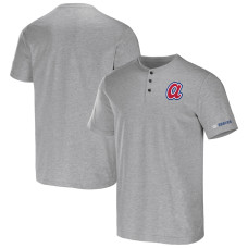 Men's Atlanta Braves Darius Rucker Collection Henley baseball T-shirt - Heather Gray
