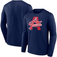 Men's Atlanta Braves Baseball A-Town Hometown Collection Long Sleeve baseball T-shirt - Navy