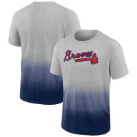 Men's Atlanta Braves Baseball Iconic Team Ombre Dip-Dye baseball T-shirt - Heathered Gray/Heathered Navy