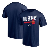 Men's Atlanta Braves Baseball Long Ball Los Bravos baseball T-shirt - Navy Men's Atlanta Braves Baseball Long Ball Los Bravos baseball T-shirt - Navy