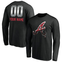 Customize Men's Atlanta Braves Baseball Midnight Mascot Long Sleeve baseball T-shirt - Black