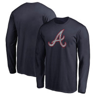 Men's Atlanta Braves Baseball Static Logo Long Sleeve baseball T-shirt - Navy
