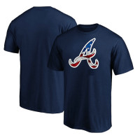 Men's Atlanta Braves Baseball Team Banner Wave baseball T-shirt - Navy