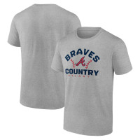 Men's Atlanta Braves Baseball Team Go For Two baseball T-shirt - Heather Gray