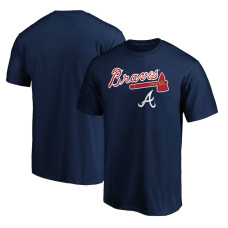 Men's Atlanta Braves Baseball Team Lockup Logo baseball T-shirt - Navy