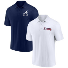 Men's Atlanta Braves Baseball Two-Pack Logo Lockup Polo Set - Navy/White