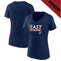 Women's Atlanta Braves Baseball 2022 NL East Division Champions Locker Room V-Neck baseball T-shirt - Navy
