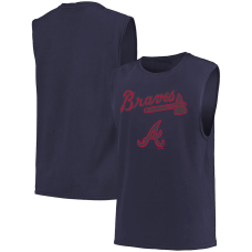Men's Atlanta Braves Majestic Threads Softhand Muscle Tank Top - Navy