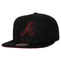 Men's Atlanta Braves Mitchell & Ness Bottoms Snapback Hat - Black