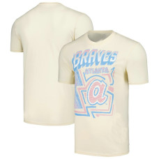 Men's Atlanta Braves Mitchell & Ness Cooperstown Collection Sidewalk Sketch baseball T-shirt - Cream