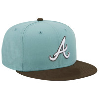 Men's Atlanta Braves New Era Beach Kiss 59FIFTY Fitted Hat - Light Blue/Brown