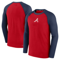 Men's Atlanta Braves Authentic Collection Game Raglan Performance Long Sleeve baseball T-shirt - Red
