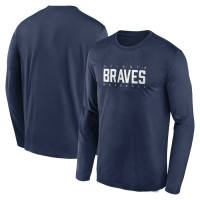 Men's Atlanta Braves Authentic Collection Team Logo Legend Performance Long Sleeve baseball T-shirt - Navy