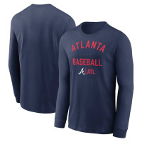Men's Atlanta Braves Tri Code Diamond Long Sleeve baseball T-shirt - Navy