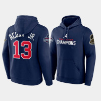 Official Atlanta Braves 13 Ronald Acuna Jr 2021 World Series Champions Navy Pullover Hoodie