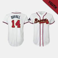 Youth Atlanta Braves #14 Adam Duvall Replica 2022 Gold Program Jersey - White
