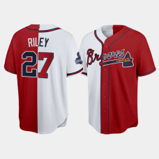 Official Men's Atlanta Braves Split Austin Riley Red White 2021 World Series Champions Jersey
