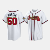 #50 Charlie Morton Atlanta Braves Men's Replica 2022 Gold Program Jersey - White #50 Charlie Morton Atlanta Braves Men's Replica 2022 Gold Program Jersey - White
