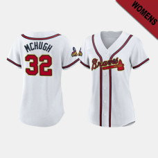 Women's Atlanta Braves #32 Collin McHugh White 2022 Gold Program Replica Jersey Women's Atlanta Braves #32 Collin McHugh White 2022 Gold Program Replica Jersey