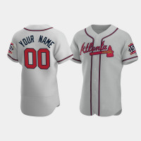 Men's Atlanta Braves World Series Custom Gray 150th Anniversary Jersey