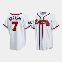 #7 Dansby Swanson Atlanta Braves Men's Replica 2022 Gold Program Jersey - White #7 Dansby Swanson Atlanta Braves Men's Replica 2022 Gold Program Jersey - White