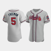 Men's Atlanta Braves World Series Freddie Freeman Gray 150th Anniversary Jersey