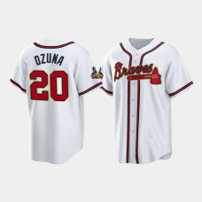 #20 Marcell Ozuna Atlanta Braves Men's Replica 2022 Gold Program Jersey - White