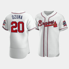 Men's Atlanta Braves World Series Marcell Ozuna White 150th Anniversary Jersey