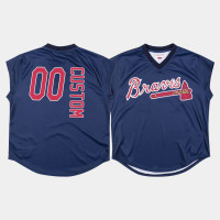 Men's Atlanta Braves #00 Custom Turn Ahead The Clock 1999 Navy Jersey
