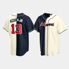 Ronald Acuna Jr. Atlanta Braves Navy Gream Split Replica Jersey Ronald Acuna Jr. Atlanta Braves Navy Gream Split Replica Jersey