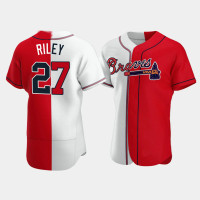 Men's Atlanta Braves Austin Riley #27 White Red Split Authentic Jersey