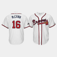 Atlanta Braves Men's #16 Brian McCann 2019 Postseason White Official Cool Base Jersey Atlanta Braves Men's #16 Brian McCann 2019 Postseason White Official Cool Base Jersey