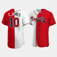 Men's Atlanta Braves Chipper Jones #10 White Red Split Authentic Jersey Men's Atlanta Braves Chipper Jones #10 White Red Split Authentic Jersey