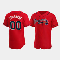 Men's Atlanta Braves #00 Custom Red Authentic 2020 Alternate Jersey