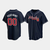Men's Atlanta Braves #00 Custom Navy 2020 Replica Alternate Jersey