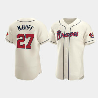 Men's Atlanta Braves #27 Fred McGriff Cream Authentic 2020 Alternate Jersey Men's Atlanta Braves #27 Fred McGriff Cream Authentic 2020 Alternate Jersey