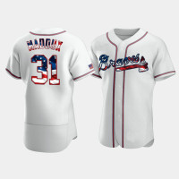 Men's Atlanta Braves #31 Greg Maddux White 4th of July 2020 Stars & Stripes Jersey Men's Atlanta Braves #31 Greg Maddux White 4th of July 2020 Stars & Stripes Jersey