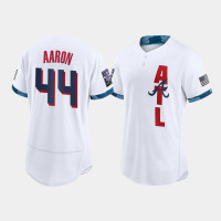 Men's Atlanta Braves Hank Aaron White 2021 All-Star Game Authentic Jersey Men's Atlanta Braves Hank Aaron White 2021 All-Star Game Authentic Jersey