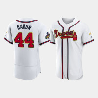 Atlanta Braves Hank Aaron Men's White Authentic 2022 Gold Program Jersey Atlanta Braves Hank Aaron Men's White Authentic 2022 Gold Program Jersey
