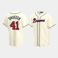 Men's Atlanta Braves Jared Shuster #41 Cream 2020 Draft Alternate Replica Jersey Men's Atlanta Braves Jared Shuster #41 Cream 2020 Draft Alternate Replica Jersey