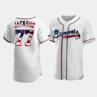 Men's Atlanta Braves #77 Luke Jackson White 4th of July 2020 Stars & Stripes Jersey Men's Atlanta Braves #77 Luke Jackson White 4th of July 2020 Stars & Stripes Jersey