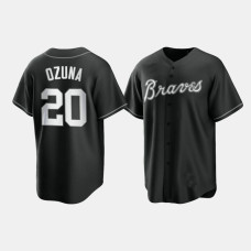 Atlanta Braves Marcell Ozuna Black White 2021 All Black Fashion Replica Jersey
