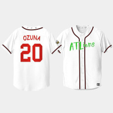 Men's Atlanta Braves Marcell Ozuna White 25th Anniversary Baseball Jersey