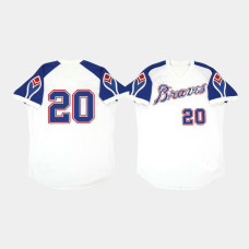 Men's Atlanta Braves #20 Marcell Ozuna White Cooperstown Throwback Home Jersey