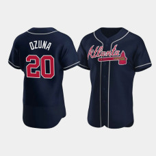 Men's Atlanta Braves Marcell Ozuna #20 Navy Authentic Team 2020 Alternate Jersey