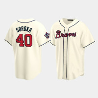 Men's Atlanta Braves #40 Mike Soroka Cream 2021 All-Star Game Replica Jersey Men's Atlanta Braves #40 Mike Soroka Cream 2021 All-Star Game Replica Jersey
