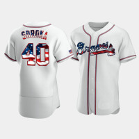 Men's Atlanta Braves #40 Mike Soroka White 4th of July 2020 Stars & Stripes Jersey Men's Atlanta Braves #40 Mike Soroka White 4th of July 2020 Stars & Stripes Jersey