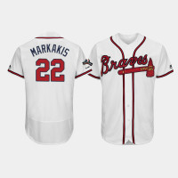 Men's Atlanta Braves #22 Nick Markakis White 2019 Postseason Authentic Flex Base Jersey Men's Atlanta Braves #22 Nick Markakis White 2019 Postseason Authentic Flex Base Jersey